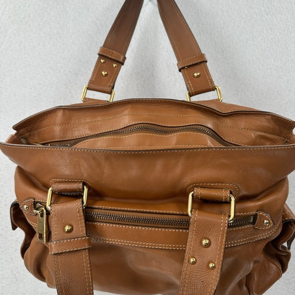 Marc Jacobs TAN BROWN GENUINE LEATHER TOTE‎ SHOULDER BAG HANDBAG PURSE - Picture 8 of 14